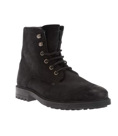 Mens suede flat ankle boots black Dune London
