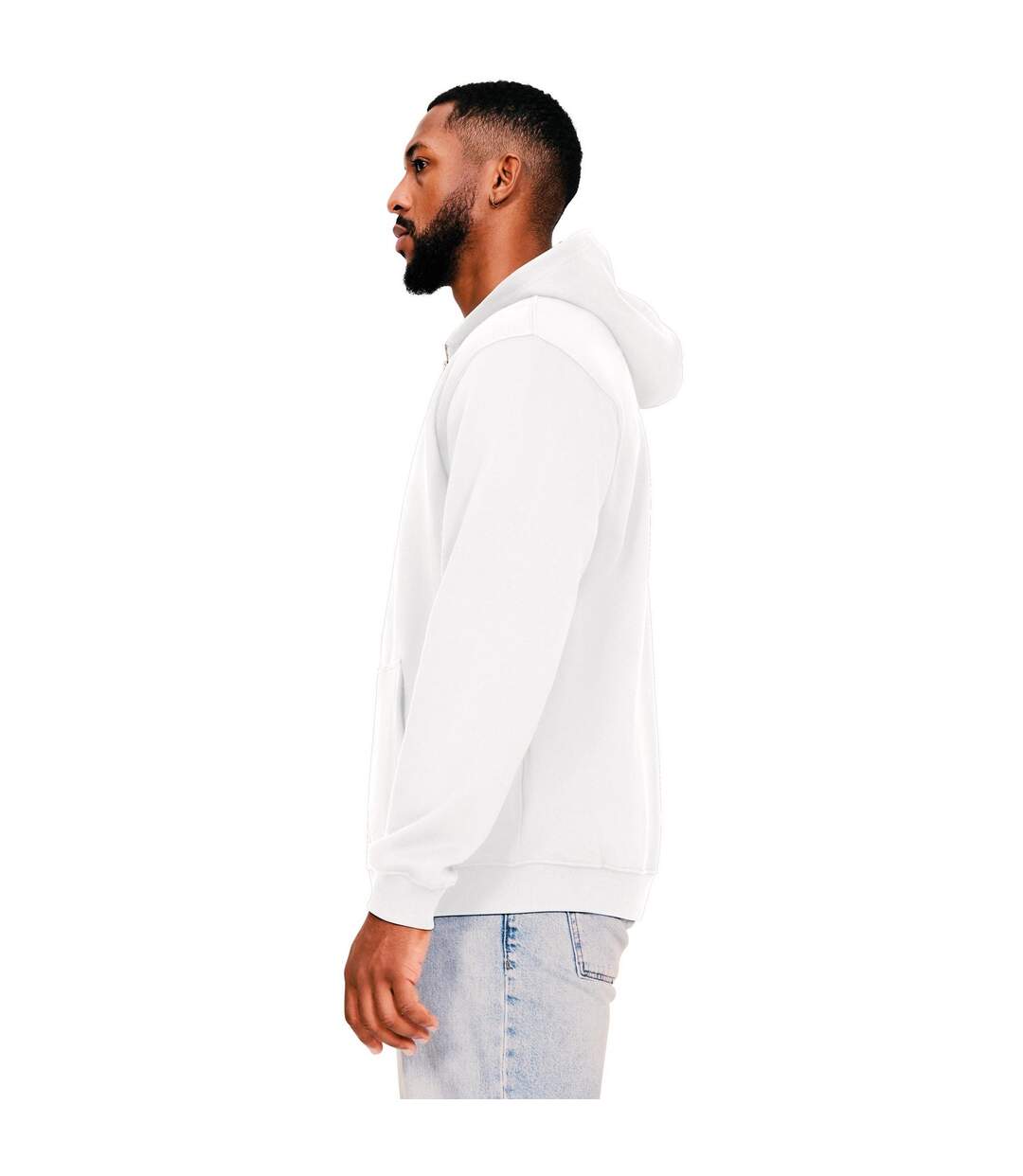 Mens Core Ringspun Cotton Full Zip Hoodie White Casual Classics-3