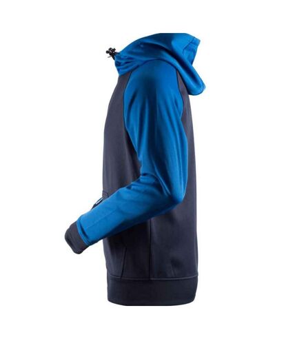 Finden & Hales Mens Panelled Sports Full Zip Hoodie (Navy/Royal Blue)