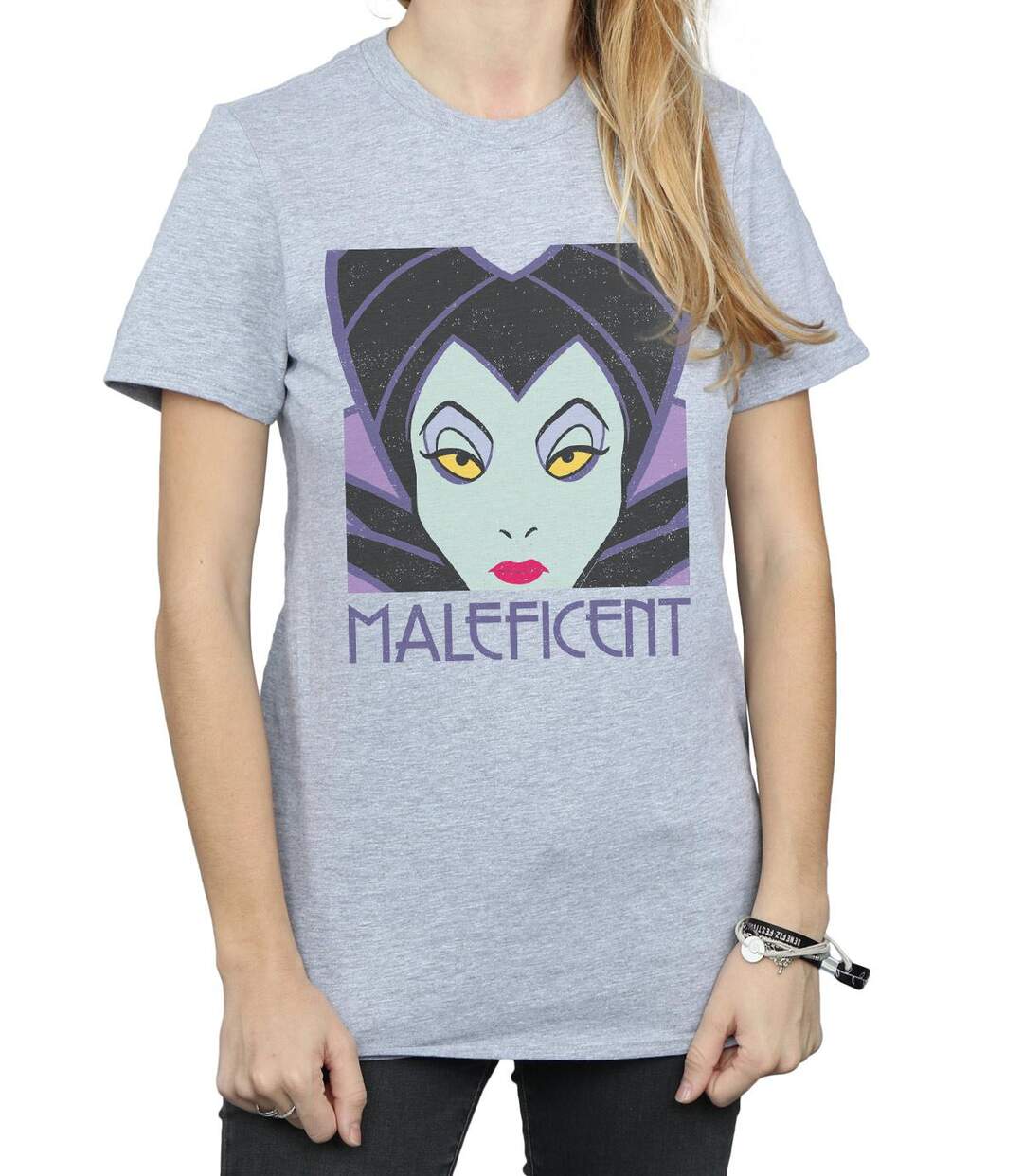 Disney - T-shirt MALEFICENT CROPPED HEAD - Femme (Gris chiné) - UTBI16688-3