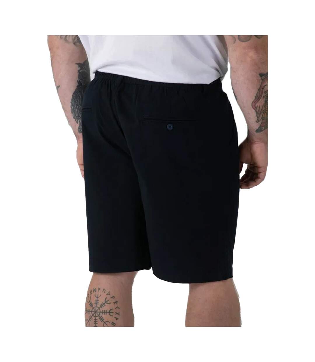 D555 Short À Taille Élastiquée En Coton Grande Taille Spencer Homme Bleu Marine Duke-4