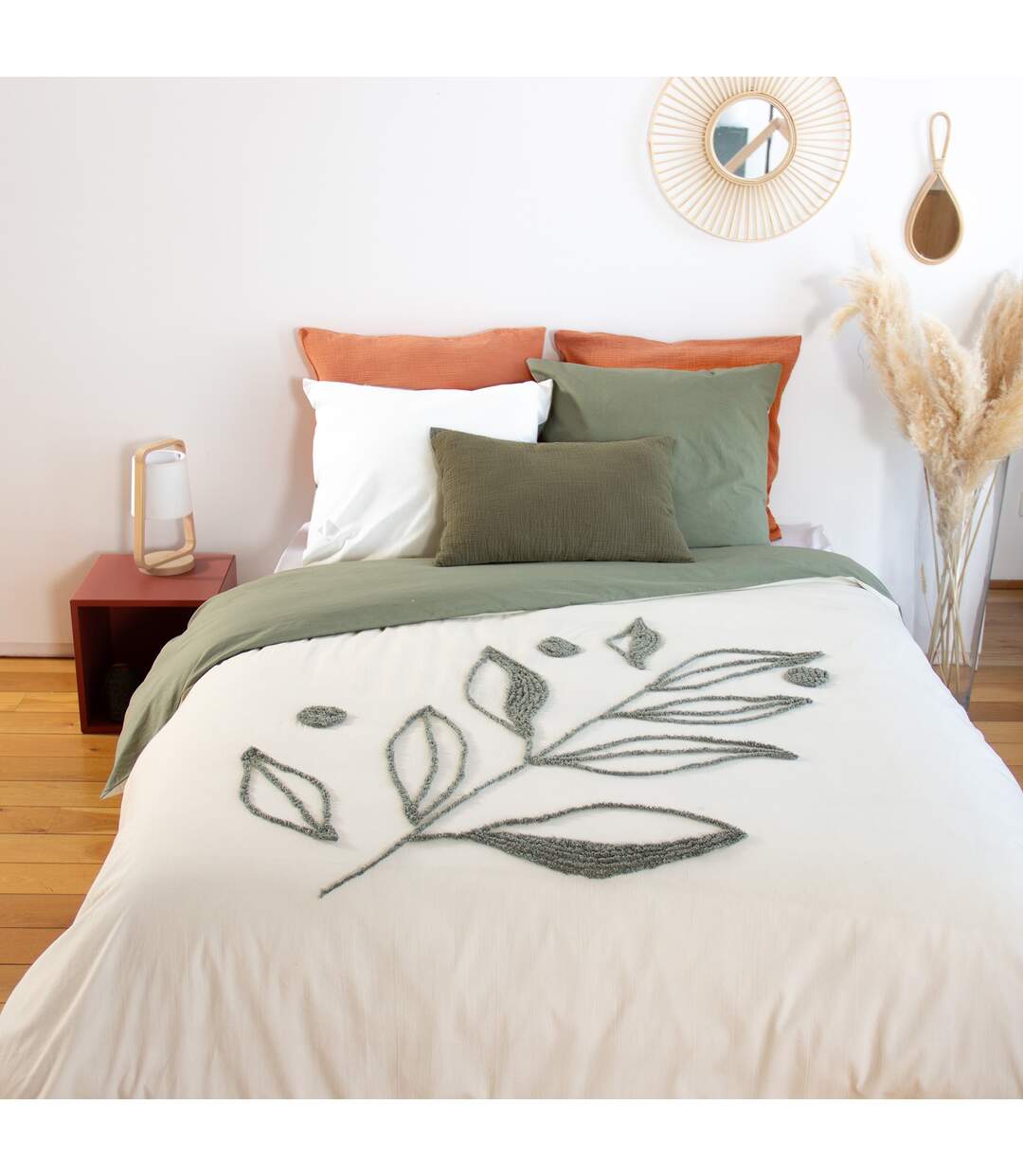 Parure de lit HERBIER coton lavé Taie 63x63 cm-1