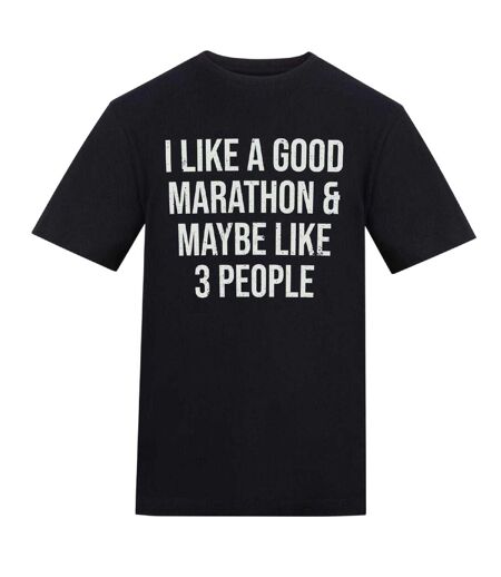 Mens I Like A Good Marathon T-shirt Black AWD