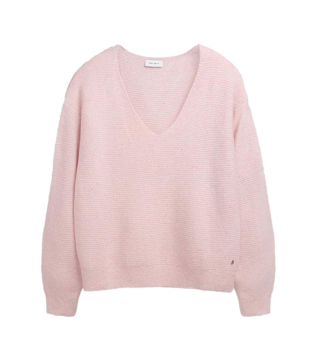 Pull à paillette rose femme teddy smith prachel-1