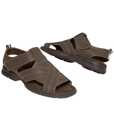 Men's Brown Hook-and-Loop Summer Sandals 
