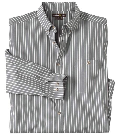 Men's Striped Poplin Shirt - Grey