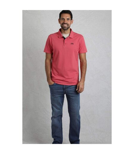 Mens Miles Pique Organic Polo Shirt Dark Pink Weird Fish