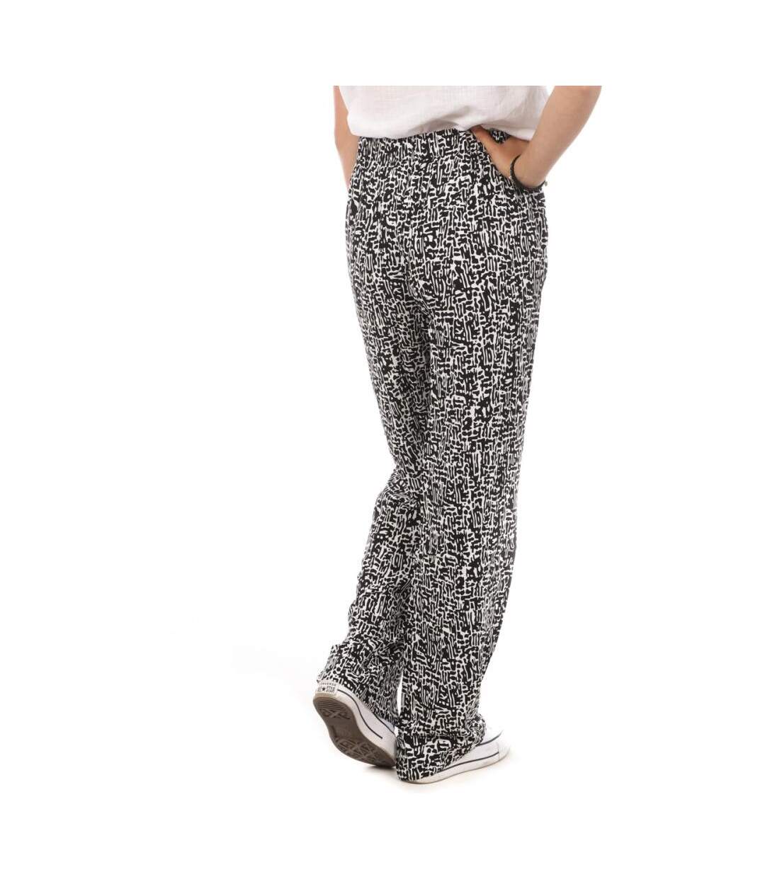 Pantalons ample noir/blanc femme vero moda wide - s-2