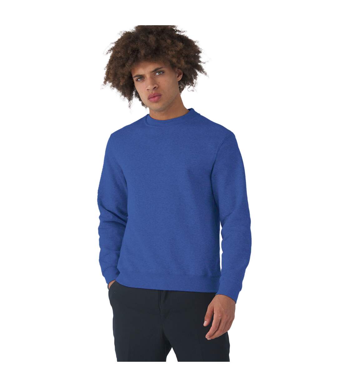 Mens set in sweatshirt heather royal blue B&C