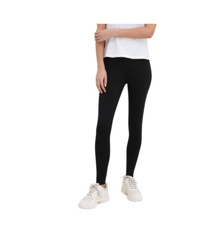 Legging femme long uni de couleur noir polyester/élasthanne