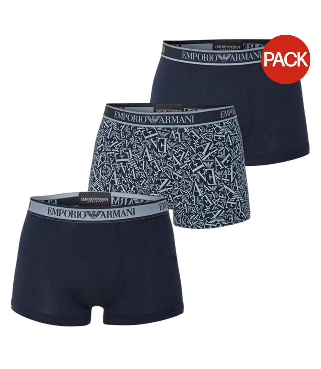 Lot De 3  Boxers Core Homme Bleu Imprimé Emporio Armani-1