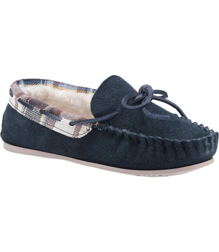 Cotswold Womens/Ladies Kilkenny Classic Fur Lined Moccasin Slippers (Navy) - UTFS3811