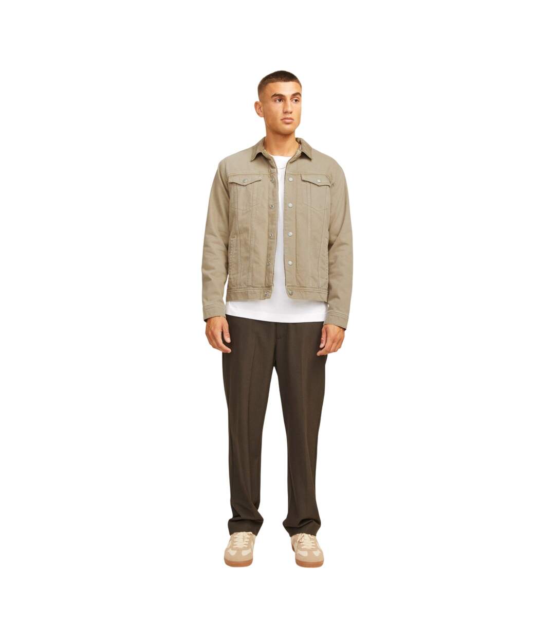 Mens Sherpa Denim Jacket Khaki Jack And Jones-1