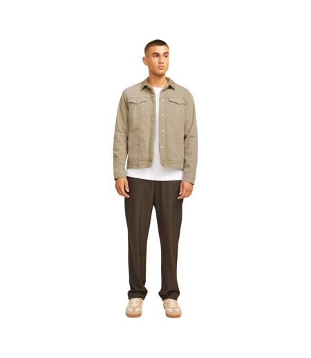 Mens Sherpa Denim Jacket Khaki Jack And Jones