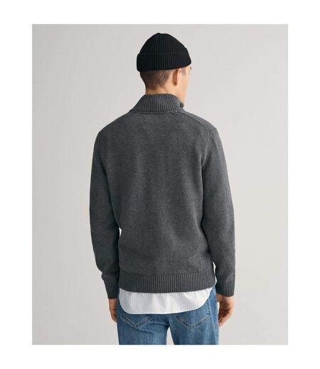 Mens Micro Textured Half Zip Sweatshirt Charcoal Gant