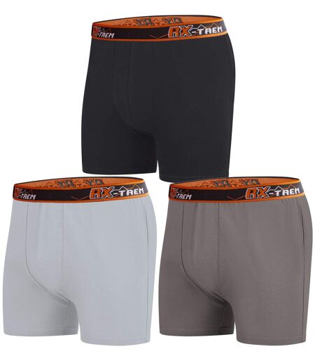 Pack of 3 Men's Stretchy Boxer Shorts - Grey Black