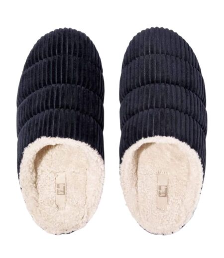 Womens/ladies chrissie corduroy fleece lined slippers navy FitFlop