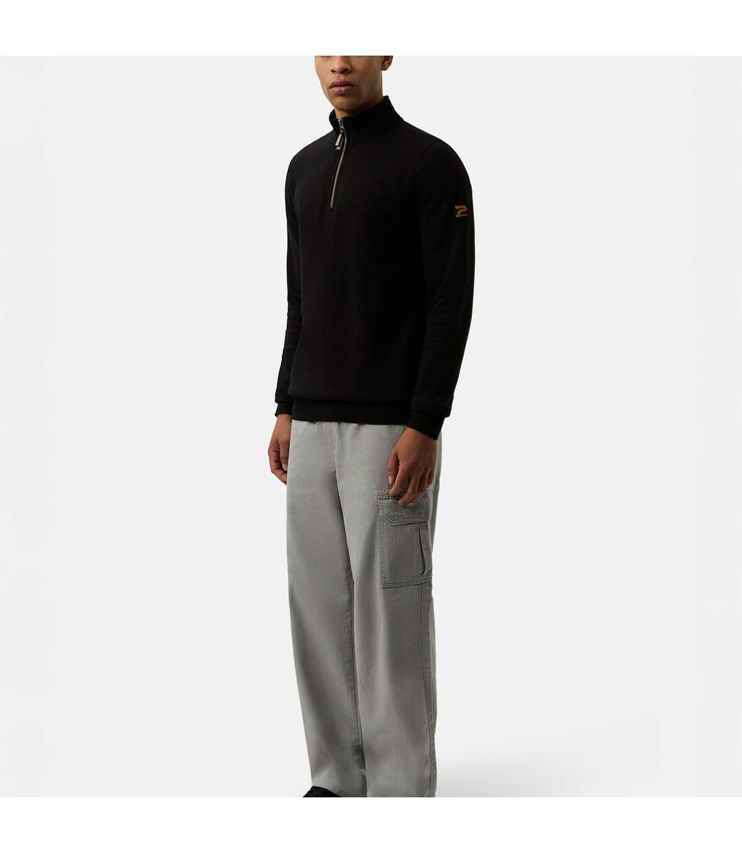 Mens Harlem Quarter Zip Top Black Patrick-3