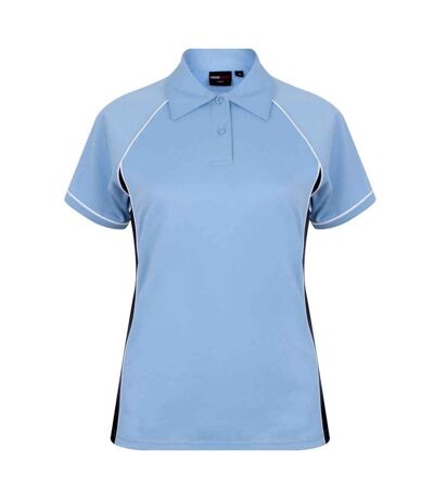 Finden & Hales Womens/Ladies Piped Performance Polo Shirt (Sky Blue/Navy/White) - UTPC5629