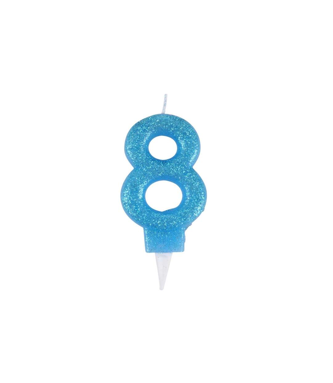 Bougie d'Anniversaire Paillette Chiffre 8 7cm Bleu-1