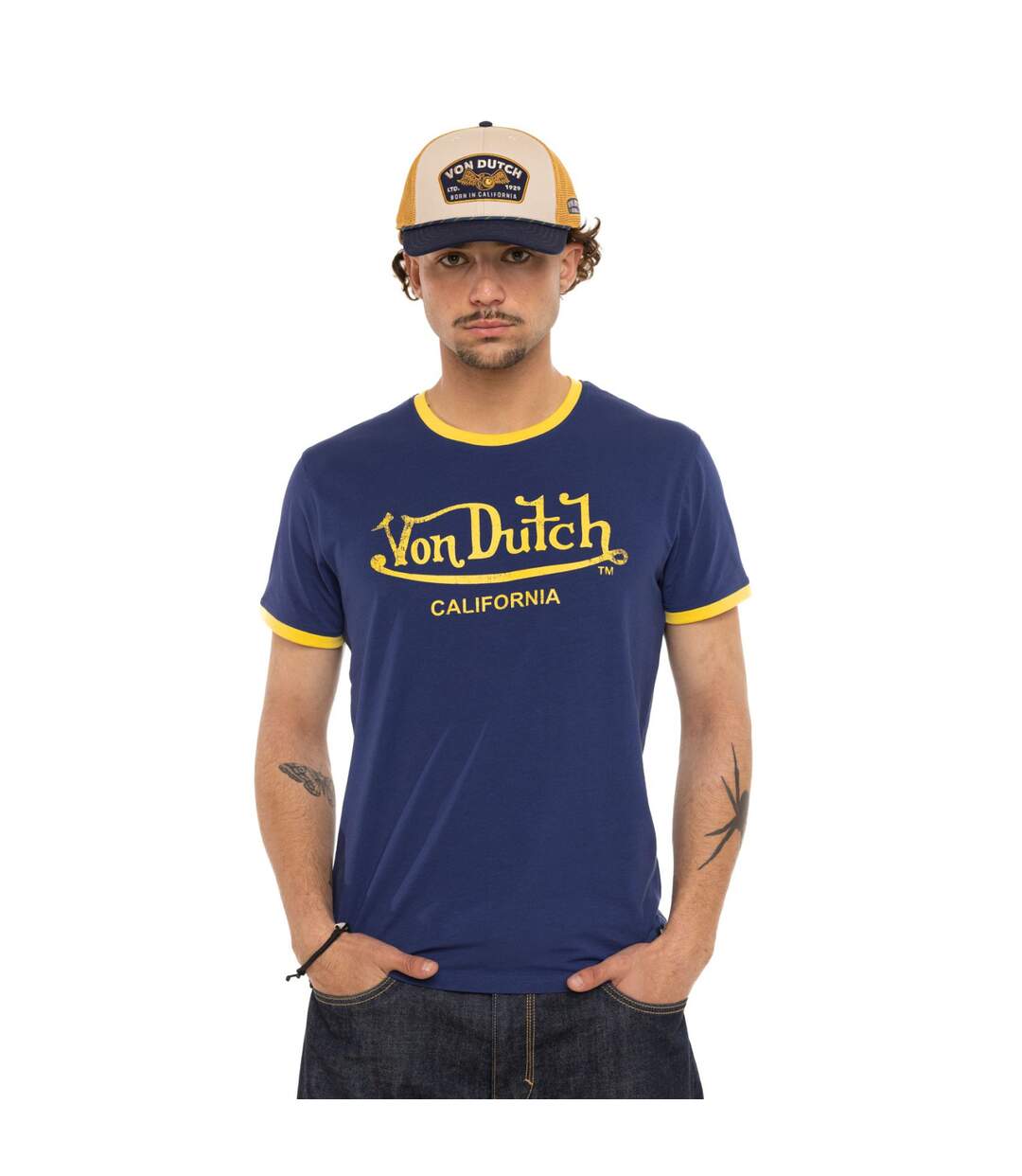 T-shirt  homme en coton stretch col rond avec print devant Blast Vondutch-1