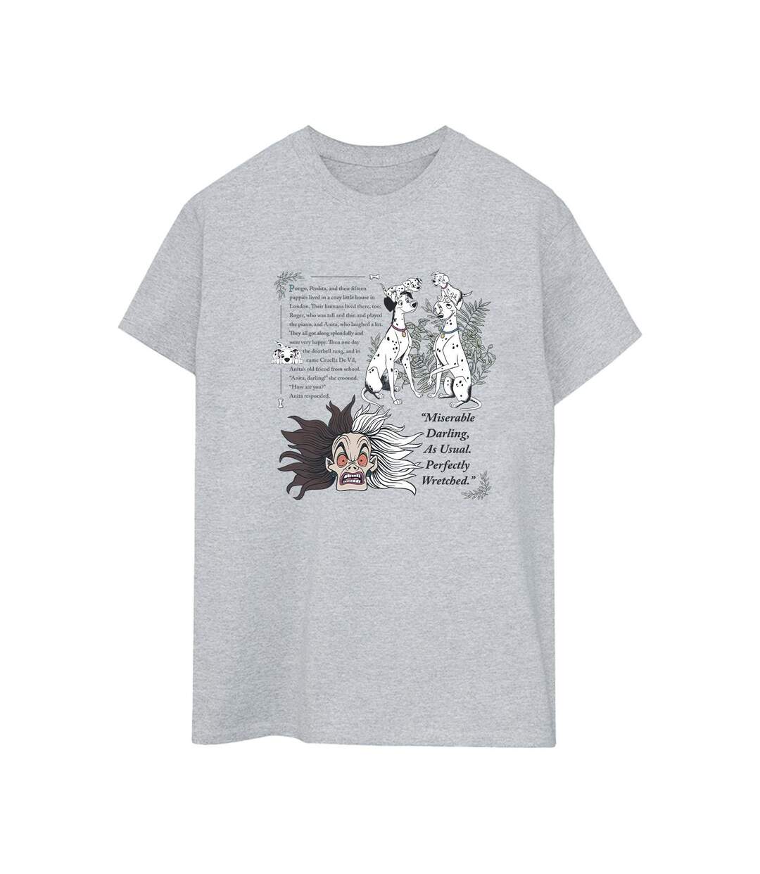 Disney Femme/Les femmes 101 Dalmatians Miserable Darling - T-shirt en coton avec petit ami (Gris sportif) - UTBI26050-1