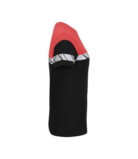 Womens/ladies Progression Hi-vis T-shirt Black Red Projob