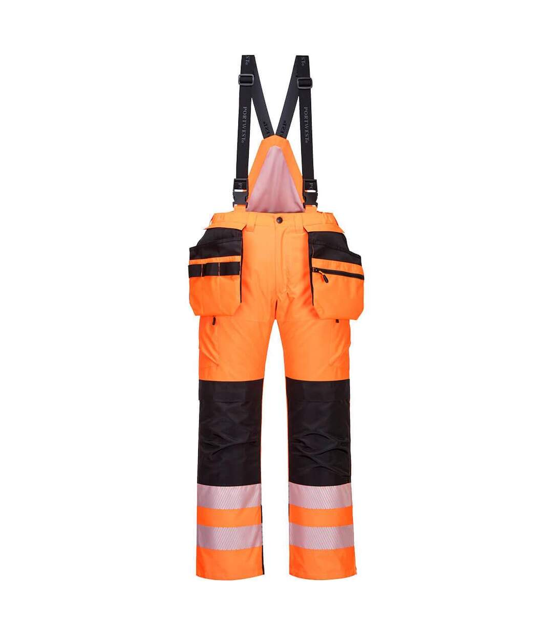 Mens pw3 hi-vis work trousers orange/black Portwest-1