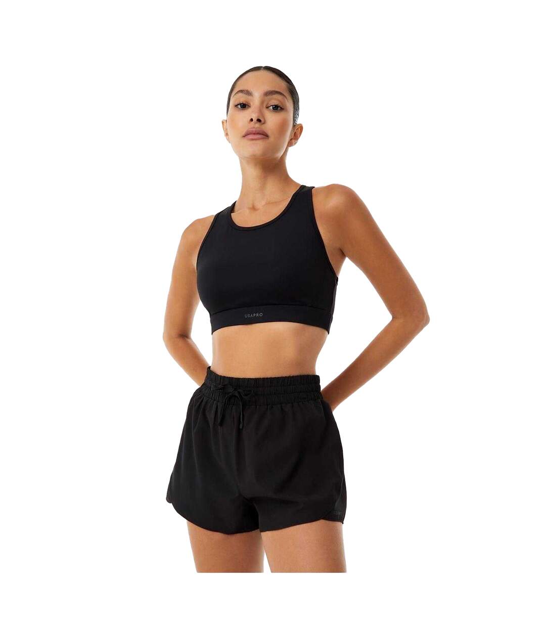 Womens/ladies Core Racerback Sports Bra Black USA Pro-2
