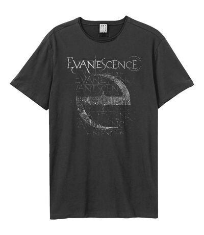 Unisex adult distressed stamp evanescence t-shirt charcoal Amplified