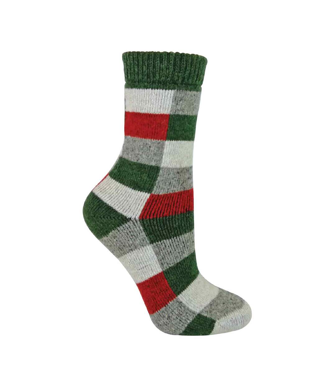 1 Pack Ladies Checkered Patterned Wool Blend Socks-1