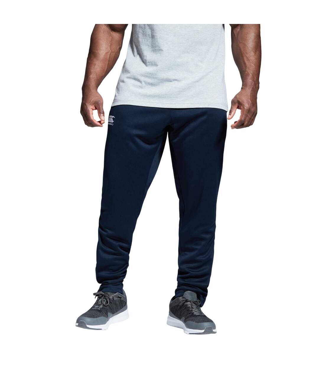 Mens Knitted Stretching Tapered Leg Jogging Bottoms Navy Canterbury-1