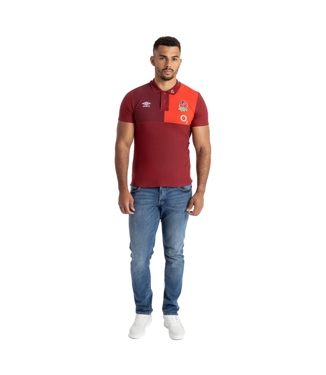 Mens 23/24 England Rugby Cvc Polo Shirt Tibetan Red Zinfandel Flame Scarlet Umbro-4