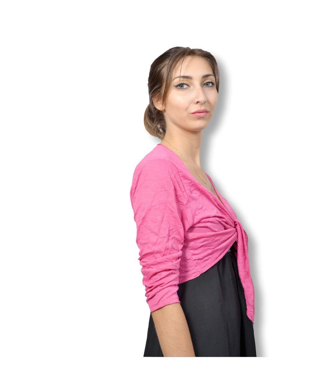 Gilet femme manches 3/4 - Couleur fushia-3