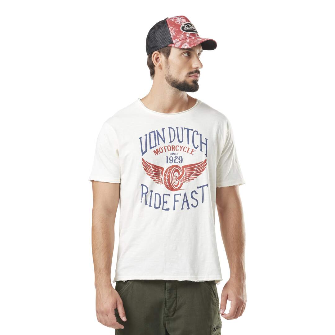 T-shirt homme slub col rond avec print en coton Fast Vondutch-1