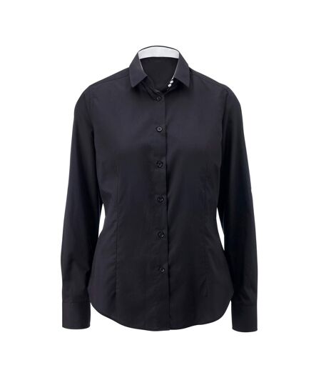 Alexandra Womens/Ladies Roll Sleeve Hospitality Work Long Sleeve Shirt (Black/ White) - UTRW5349