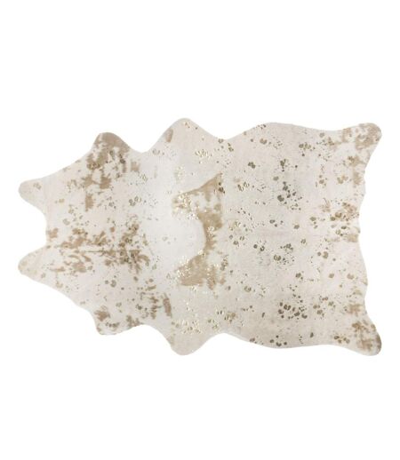 Tapis design peau de vache Terre sauvage - L. 190 x l. 150 cm - Doré et blanc