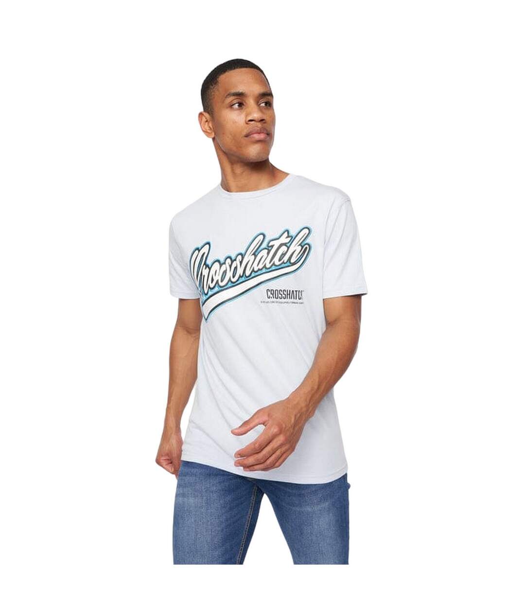 T-shirt Cronstand Homme Bleu Clair Crosshatch-2