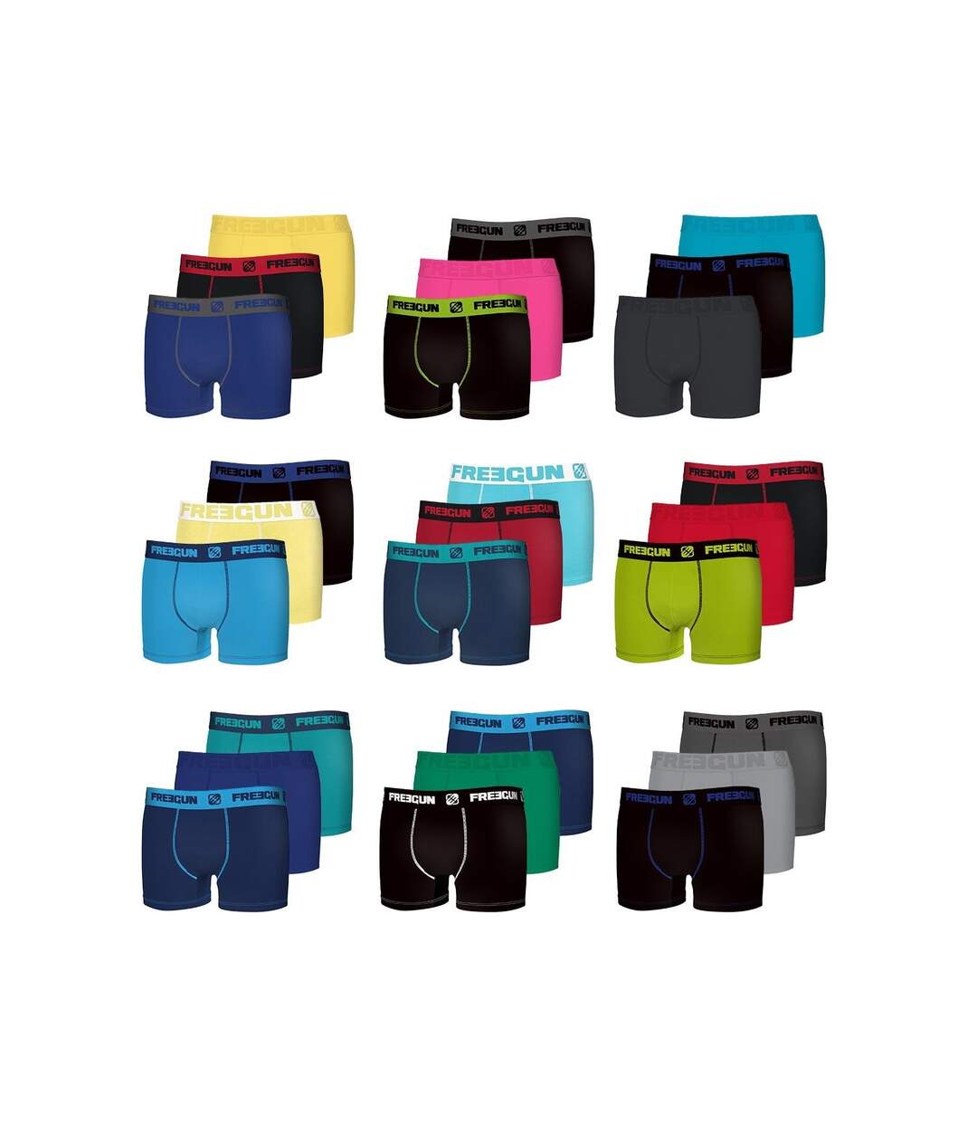 Pack Surprise de 6 Boxers coton homme Freegun