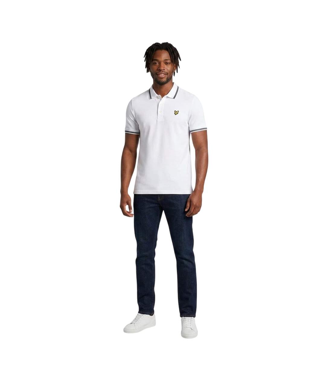Mens Polo Shirt White Black Lyle & Scott-1