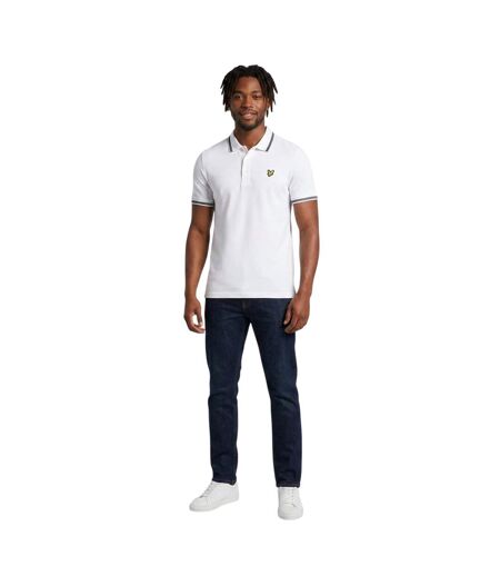 Mens Polo Shirt White Black Lyle & Scott