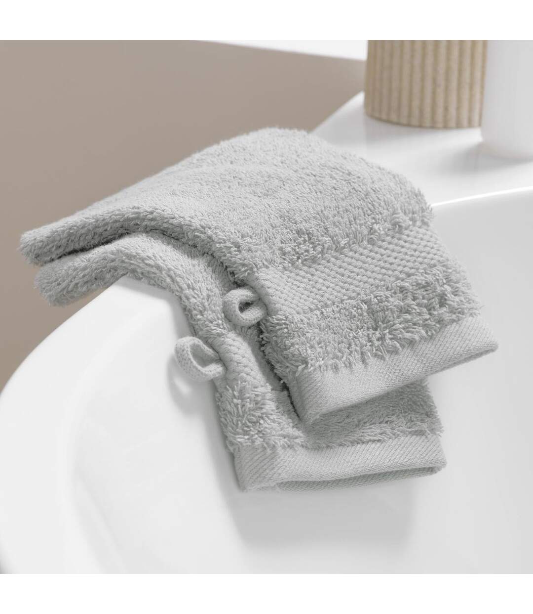 Lot de 2 Gants de Toilette Elegance 15x21cm Gris Perle-5