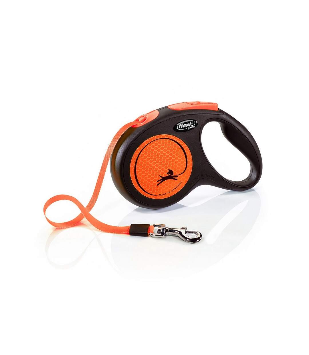 Medium neon taped retractable dog lead 5m orange/black Flexi-1