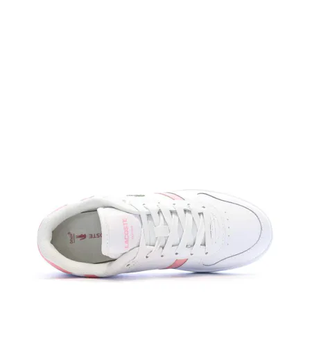 Baskets blanc/rose femme lacoste t-clip set 224