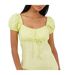 Womens/ladies Square Neck Puff Sleeve Mini Dress Lime Brave Soul-4
