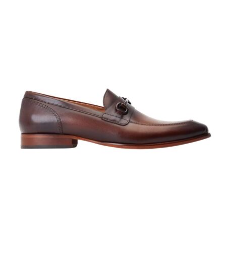Mens Russo Buckle Leather Loafers Burnt Brown Base London