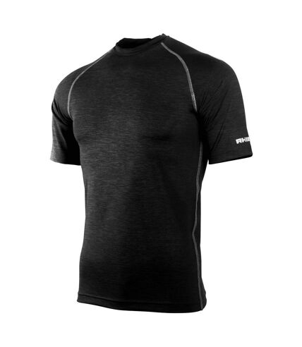 Rhino Mens Sports Base Layer Short Sleeve T-Shirt (Black Heather)