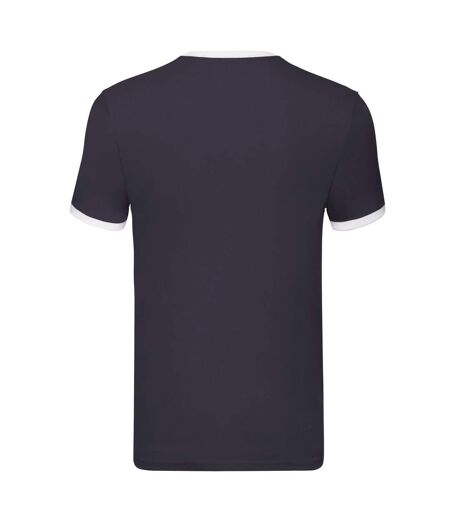 Mens Ringer Contrast T-shirt Navy White Fruit Of The Loom