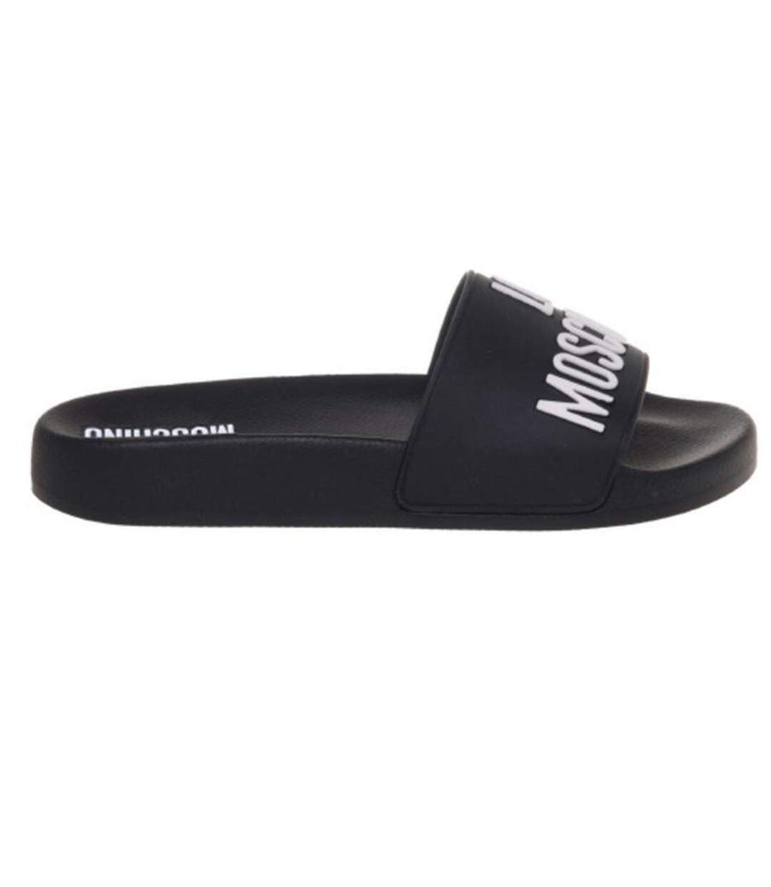 Claquettes Motif/style En Relief Adulte Noir Love Moschino-1