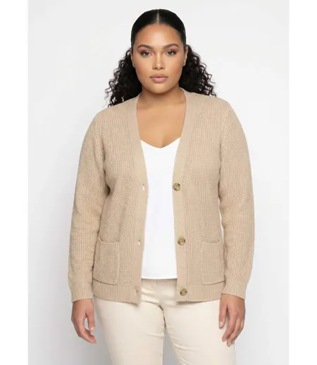 Gilet long boutonné brillant manches longues